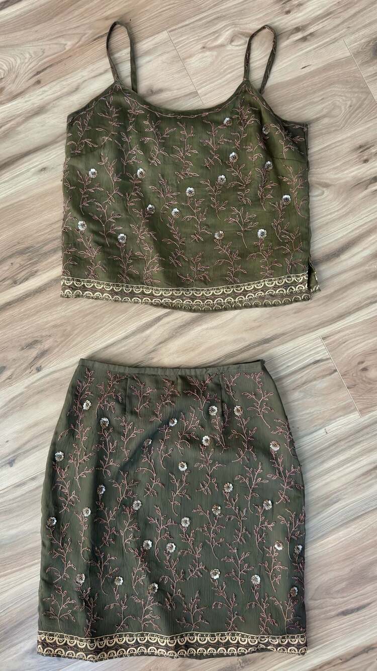 Y2K Beaded Skirt Set Size M